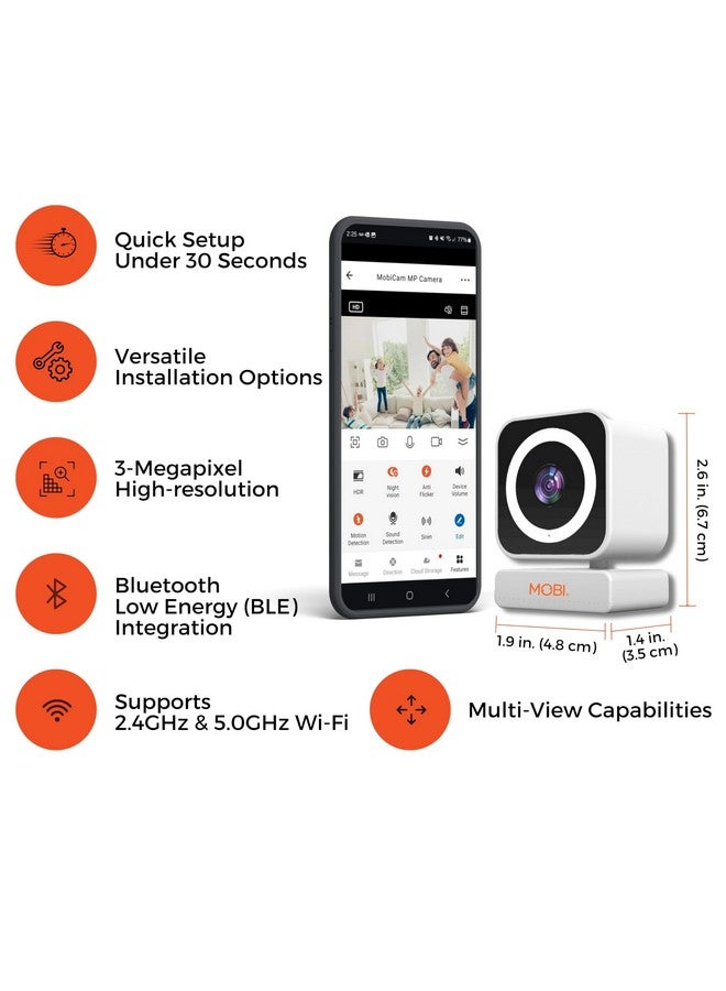 MobiCam Baby & Home Monitor Camera, MobiCam MP Pet Camera, AI Motion Detection, 3 Megapixel, 2-Way Audio, Night Vision, Dual-Band Wi-Fi (2.4/5GHz), BLE Connectivity, Fast 30-Second Setup - Image 3