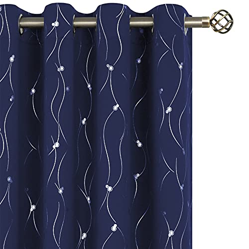 BGment Navy Blue Blackout Curtains for Boy Bedroom, Nursery Curtains 84 Inch Length 2 Panels Set Grommet Room Darkening Window Drapes with Printed, 52 Inch Wide Each - Image 1