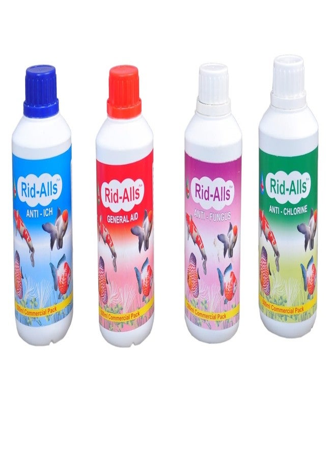 ALLY AQUA ALLYAQUA Pet Products® Rid-All Fish Medicine 500ml Pack | Anti-Chlorine + General Aid + Anti-Ich + Anti Fungus | 4 Bottles in Pack - Image 1