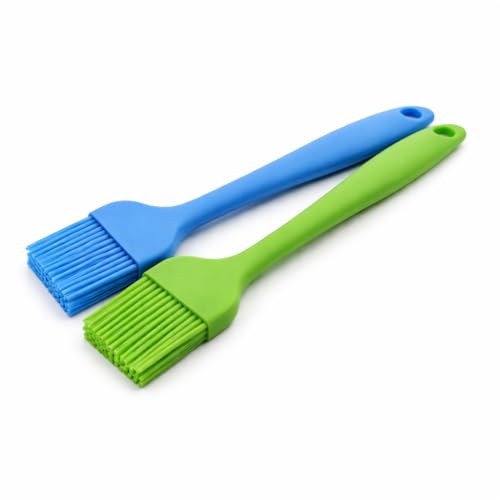 Sakoraware Heat Resistant Food Grade Basting Silicone Baking Oil Ghee Brush (Set of 2 8.5inch Each) for Roti Nonstick Cookware Bakeware Tools Cake Pastry Barbecue Cooking Dosa Tawa Assorted Color - Image 1