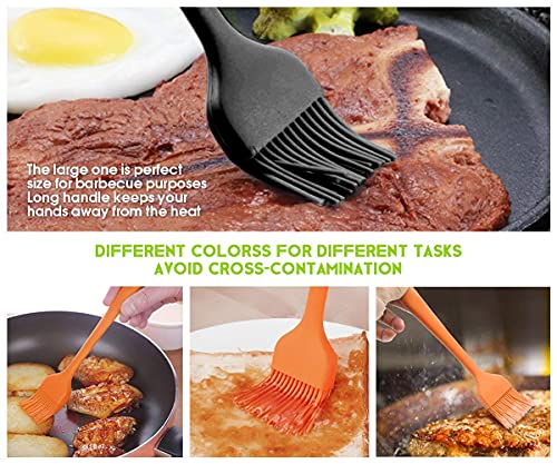 Sakoraware Heat Resistant Food Grade Basting Silicone Baking Oil Ghee Brush (Set of 2 8.5inch Each) for Roti Nonstick Cookware Bakeware Tools Cake Pastry Barbecue Cooking Dosa Tawa Assorted Color - Image 5