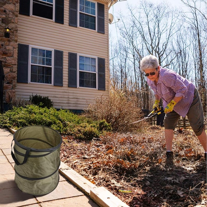 10 Gallon Pop Up Trash Can Reusable Garden Waste Bag Yard Leaf Container Outdoor - Image 4