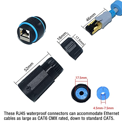 ANMBEST 10PCS M23 Shielded RJ45 Waterproof Cat55e6 8P8C Connector IP67 Ethernet LAN Cable Connector Double Head Outdoor LAN Coupler Adapter Female to Female - Image 3