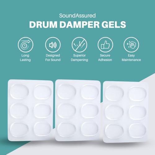 SoundAssured Drum Dampening Gel Pads For Drums Tone Control, Non-toxic Silicone Drum Dampeners, Clear Resonance Pads For Drum Muffling (18 Pack) - Image 3