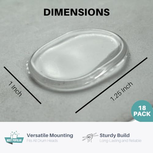 SoundAssured Drum Dampening Gel Pads For Drums Tone Control, Non-toxic Silicone Drum Dampeners, Clear Resonance Pads For Drum Muffling (18 Pack) - Image 2