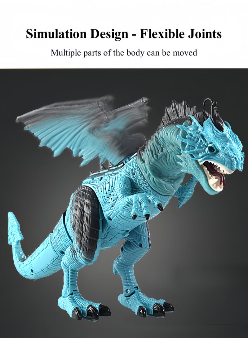 HALAMODO Remote Control RC Dragon Toy LED Light Up Walking Dragon Roaring and Spraying Smoke, Shaking Head, Light Up Eyes and Sounds - Image 3