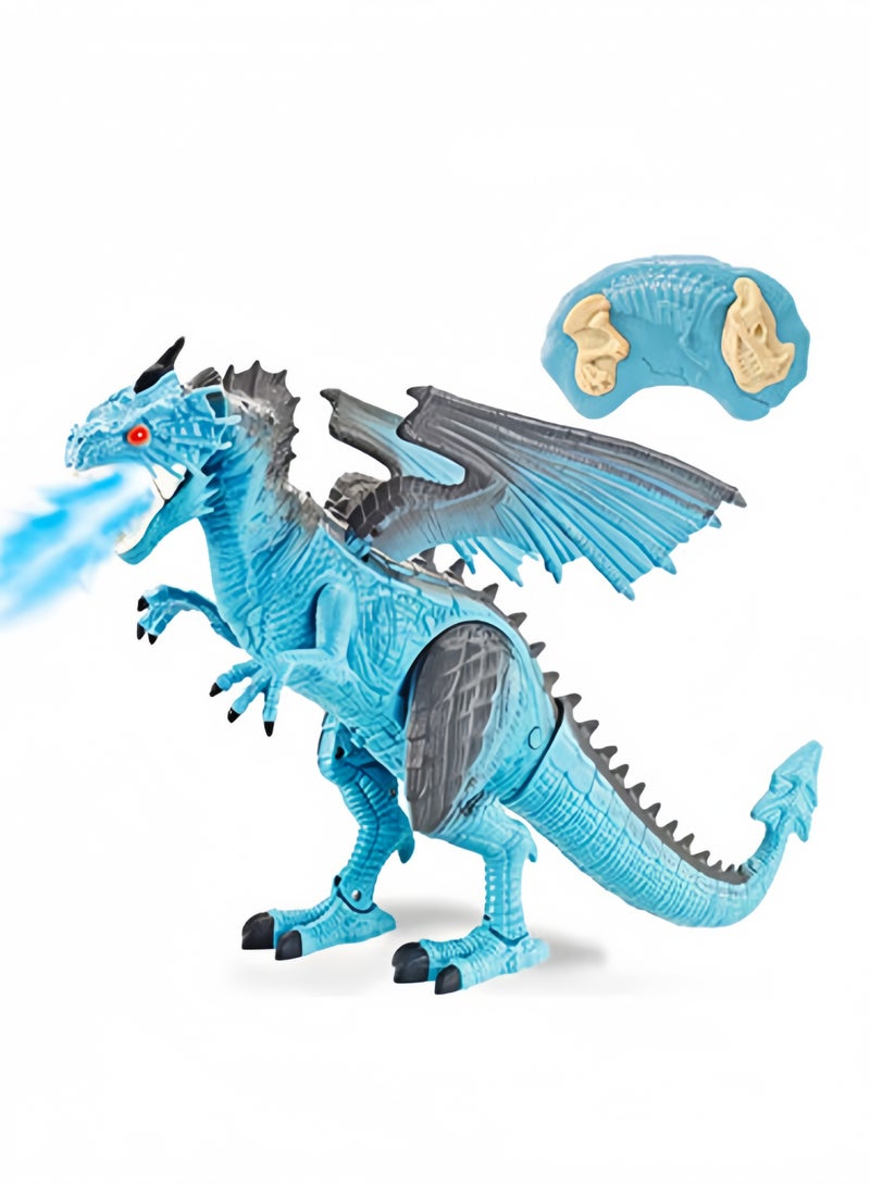 HALAMODO Remote Control RC Dragon Toy LED Light Up Walking Dragon Roaring and Spraying Smoke, Shaking Head, Light Up Eyes and Sounds - Image 1
