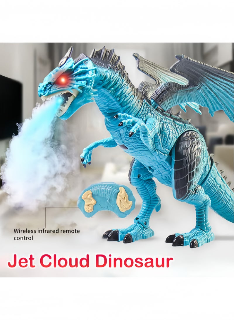 HALAMODO Remote Control RC Dragon Toy LED Light Up Walking Dragon Roaring and Spraying Smoke, Shaking Head, Light Up Eyes and Sounds - Image 2