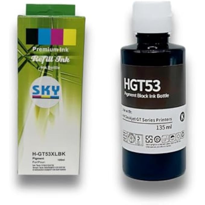 GT53XL/GT53/GT51 BLACK 135ML COMPATIBLE REFILL INK REPLACEMENT FOR GT53XL GT53 GT51 INK BOTTLE TO USE FOR DESKJET GT5810, 5820, HP DESKJET GT AND SMART TANK SERIES PRINTERS - Image 2