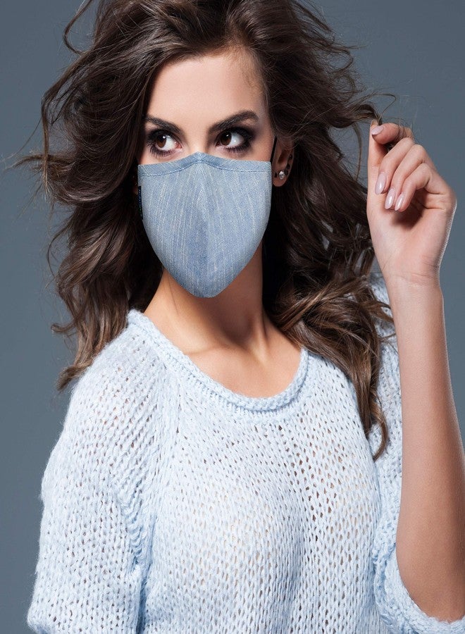 OxiClear قناع وجه أوكسي كلير المصنوع يدويًا من الكتان المضاد للتلوث، 3 طبقات، فائق التهوية، قابل للغسل وإعادة الاستخدام (عبوة من 5 قطع) | للجنسين - Image 4