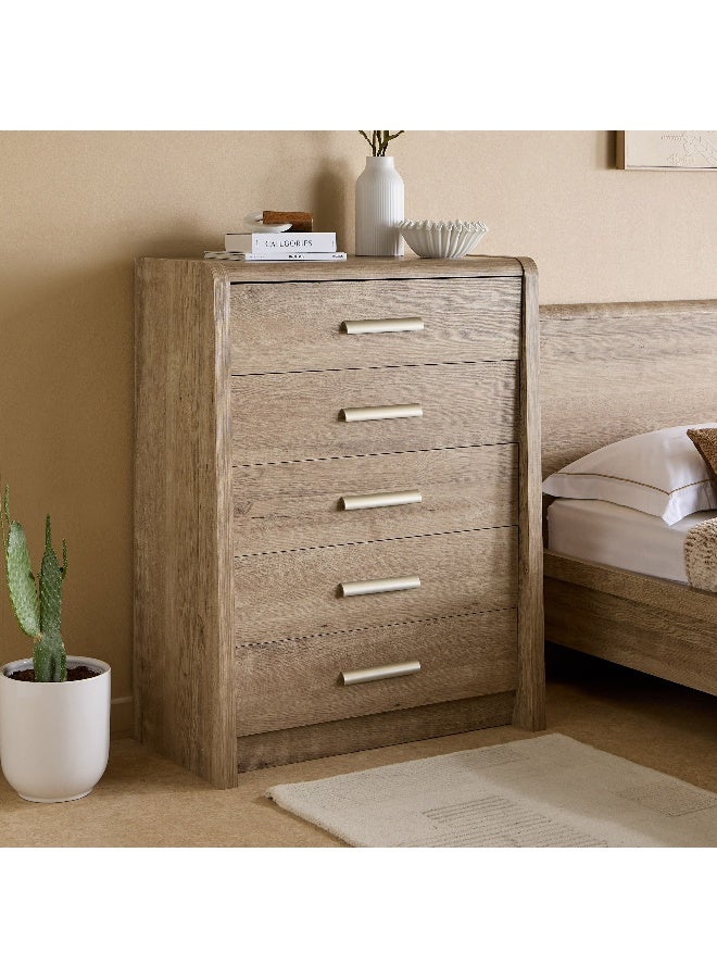 Home Box Curvy Chest of 5 Drawers in Wood Finish - Image 1