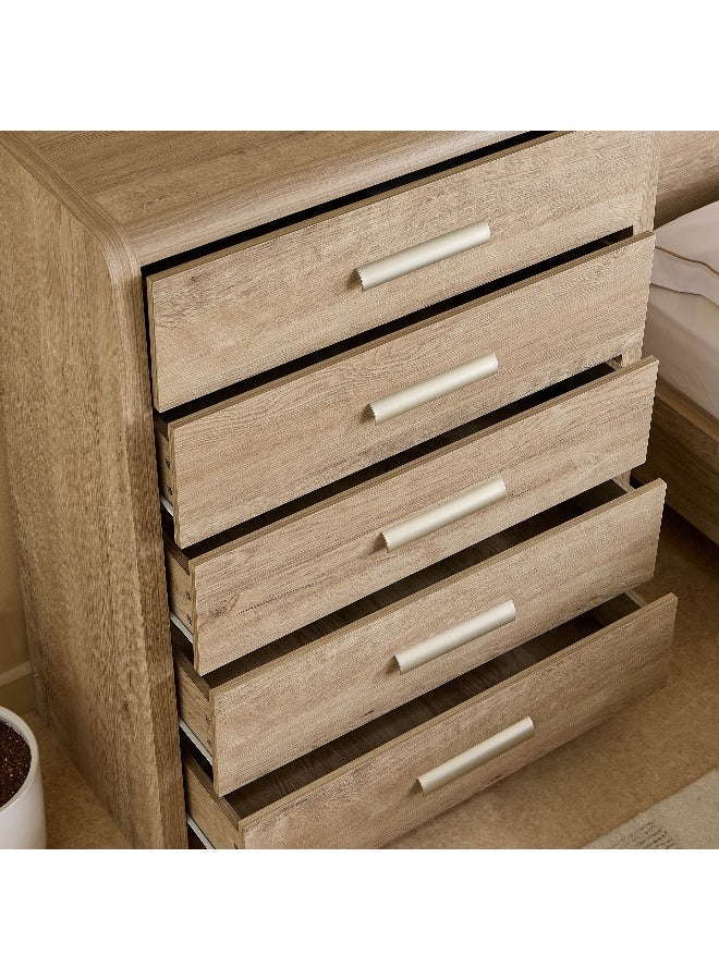 Home Box Curvy Chest of 5 Drawers in Wood Finish - Image 3