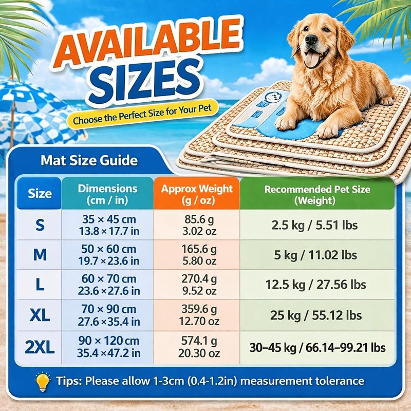 Summer Pet Cooling Mat For Dogs And Cats Blue Puppy Large Rattan Style Woven Washable Breathable Anti Hair Sleeping Pad Indoor Home Use 23 58 By 27 52 Inch - Image 2