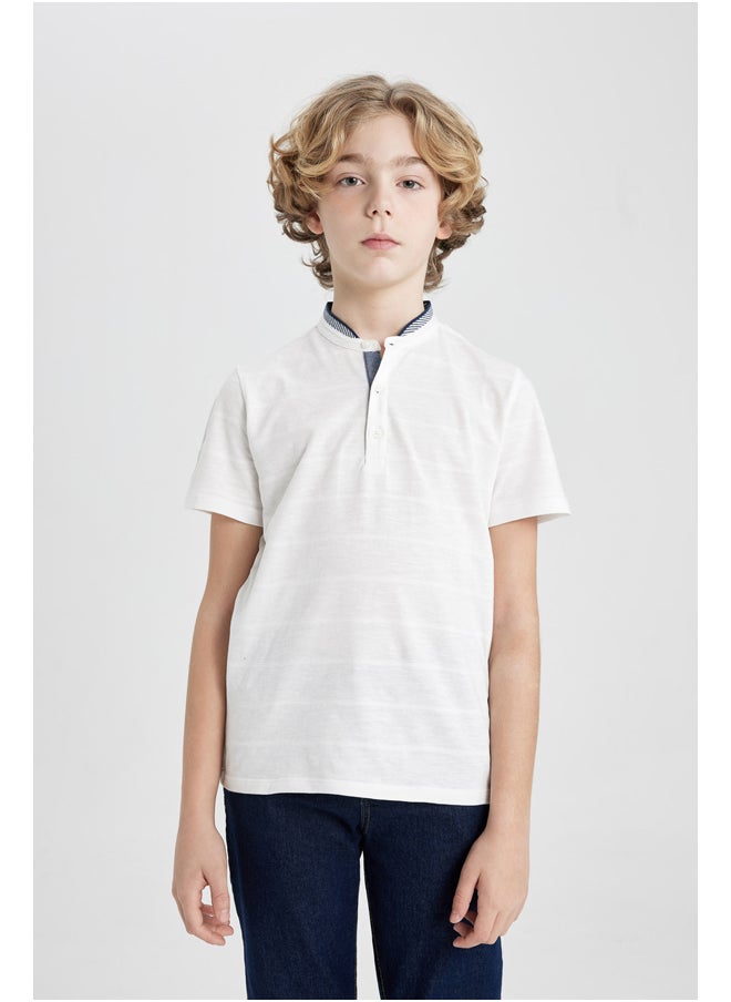 DeFacto - Boy Regular Fit Stand- Up Collar Knitted Short Sleeve Polo T-Shirt - Image 1