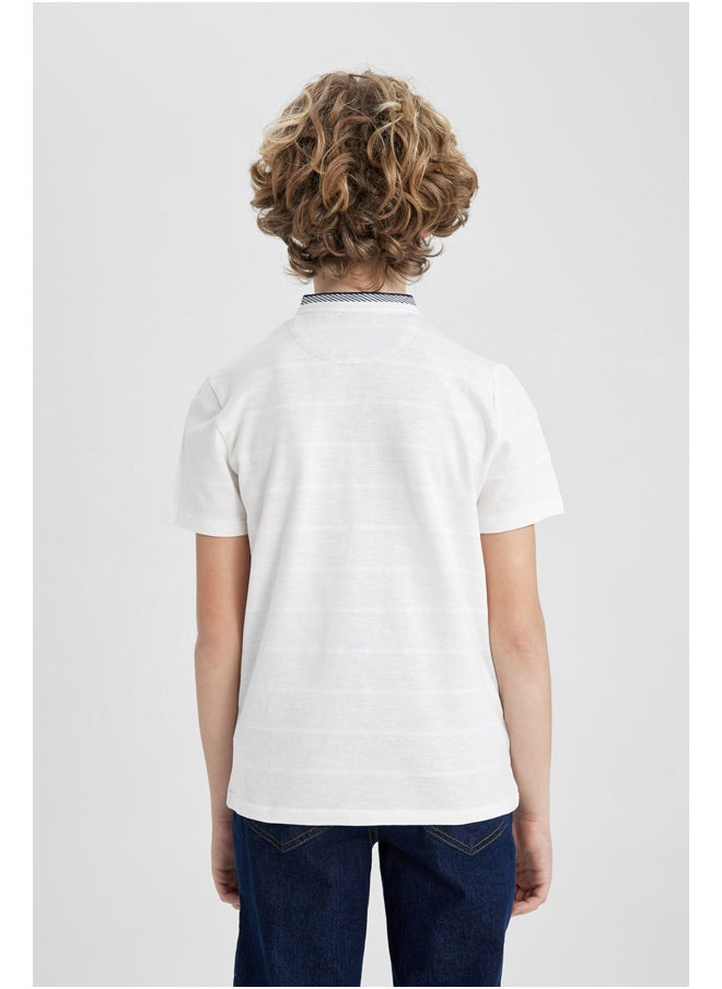 DeFacto - Boy Regular Fit Stand- Up Collar Knitted Short Sleeve Polo T-Shirt - Image 1