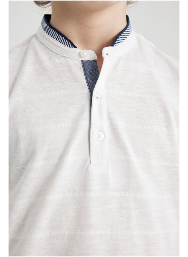 DeFacto - Boy Regular Fit Stand- Up Collar Knitted Short Sleeve Polo T-Shirt - Image 1