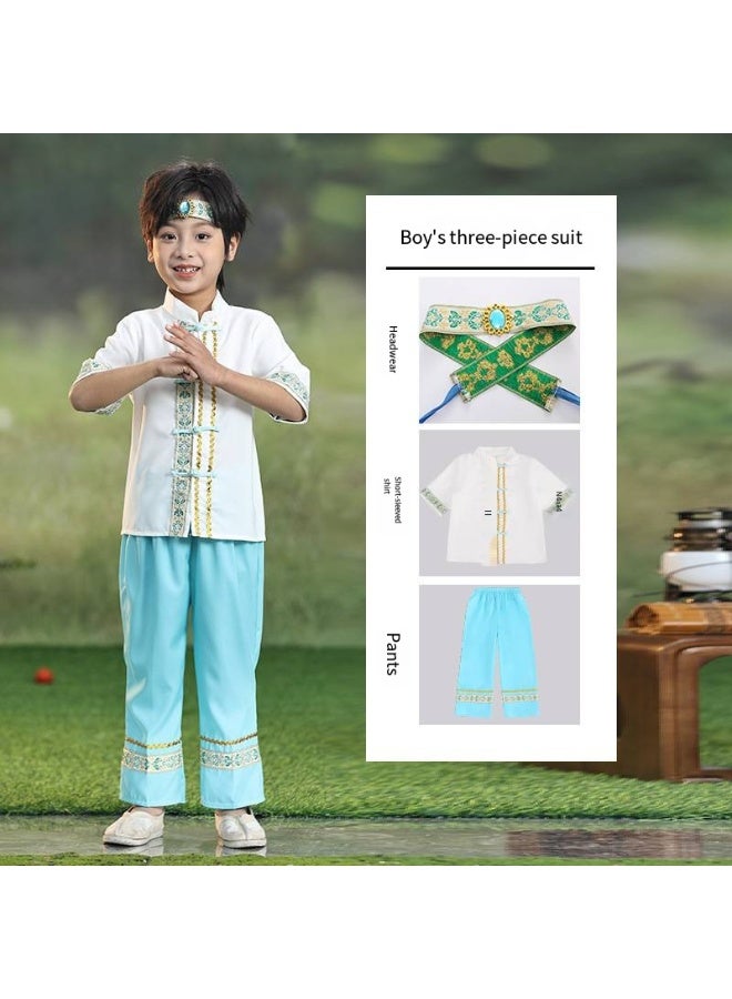general Chinese Boy Top Skirt Dress Clothing headwear Outfit 3 pcs SET - Image 1
