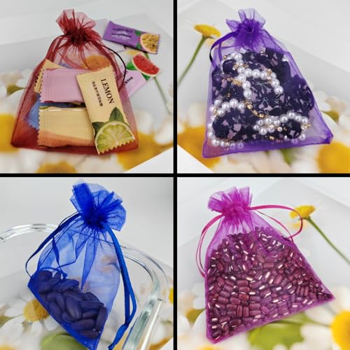 JUNSDUKE 10 Pcs Small Gift Bags, Mix Color Organza Bags 3x4 Inches, Mesh Drawstring Bag for Wedding, Party, Christmas, Jewelry, Candy (10) - Image 3