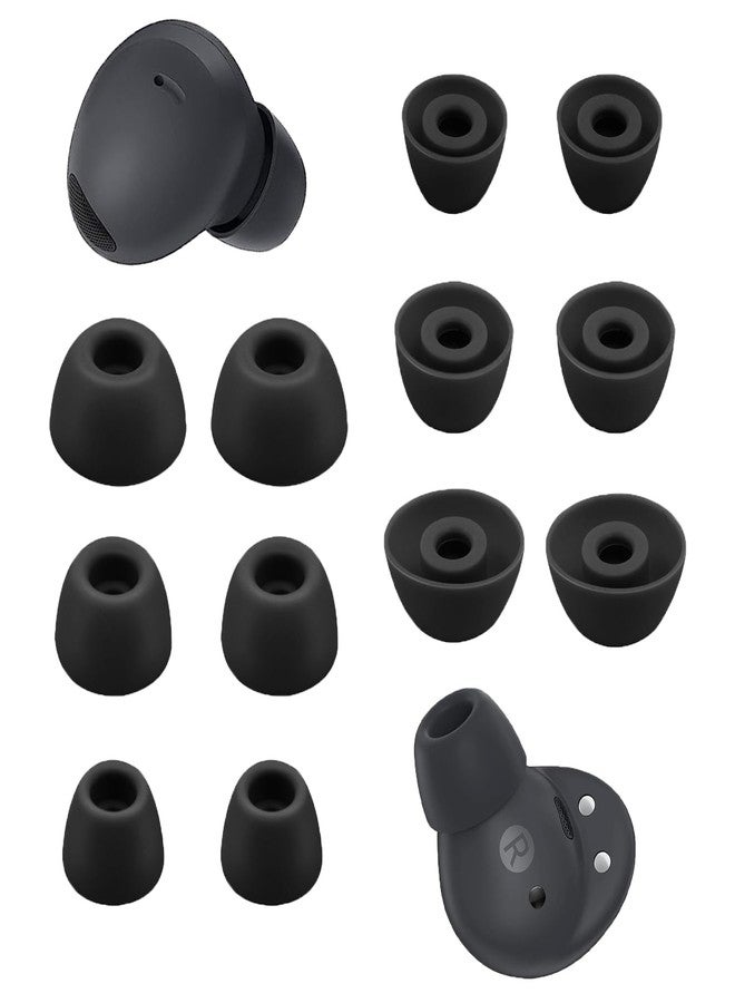 Niukeke Ear Tips for Samsung Galaxy Buds 2 Pro, 6 Pairs Silicone Replacement Earbud Tips S/M/L, Earbuds Ear Tips Buds Set (Black) - Image 1