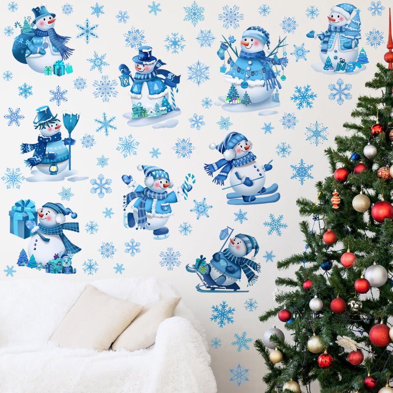 ايرسيدا eersida 65 pcs شارات شتوية كبيرة الشتاء 6 أوراق نافذة الثلوج تلتصق عيد الميلاد ملصقات الجدار القابلة للإزالة الزرقاء والأبيض زخرفة ثلج الثلج لغرفة نوم المنزل لوازم سنة جديدة للحفلات - Image 3