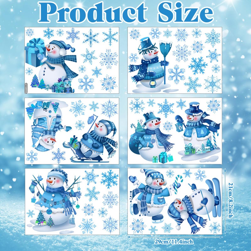 ايرسيدا eersida 65 pcs شارات شتوية كبيرة الشتاء 6 أوراق نافذة الثلوج تلتصق عيد الميلاد ملصقات الجدار القابلة للإزالة الزرقاء والأبيض زخرفة ثلج الثلج لغرفة نوم المنزل لوازم سنة جديدة للحفلات - Image 2