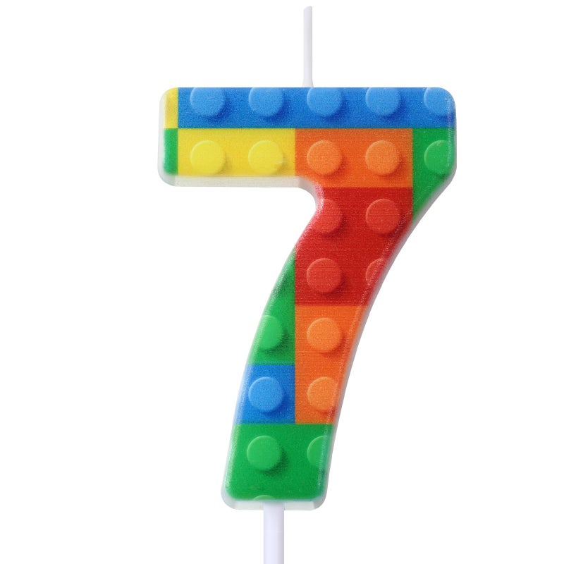 Rossesay Building Block Number 09 Birthday Cake Candle Numeral Birthday Sparkler Candles for Building Block Cake Topper for Party Decorations SuppliesNumber 7