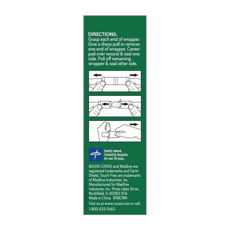 Curad Germ Shield TouchFree Adhesive Bandage Plastic Bandage with Easy Application Wrapper75 x 3 30 Count - Image 3
