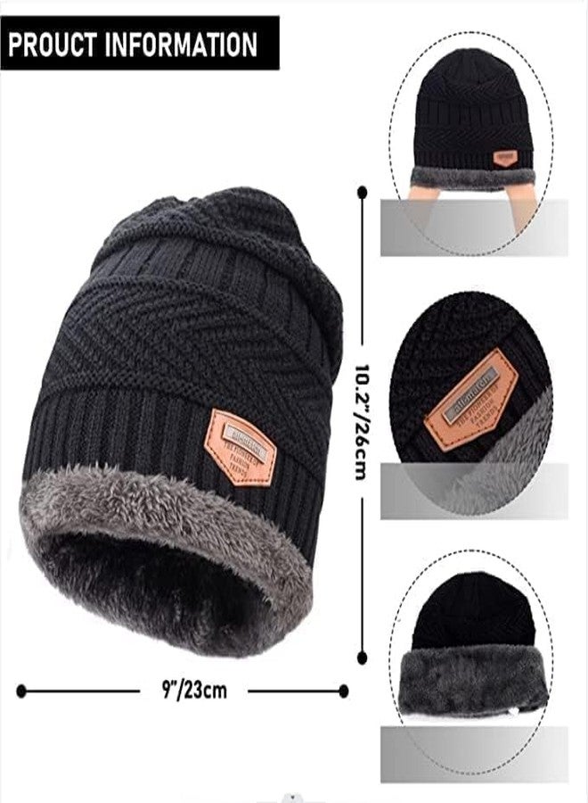 CHHELL Winter Knit Beanie Hat & Neck Warmer Set for Men & Women - Thick Fleece Lined, Double-Layer Thermal Skull Cap, Warm Stretchable Knitted Hat with Circle Scarf for Cold Weather, Outdoor & Snow - Image 2