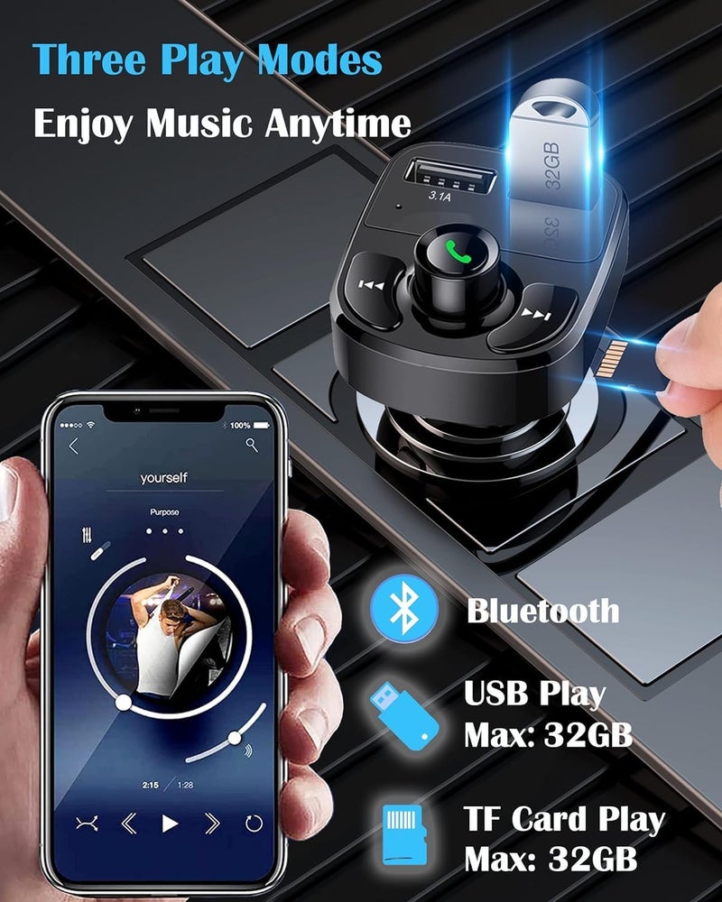 Hands free Call Car Charger, Wireless Bluetooth FM Transmitter Radio Receiver, Mp3 Audio Music Stereo Adapter, and Dual USB Port Charger Compatible for All Smartphones, Samsung Galaxy, HTC, LG, etc. - Image 2