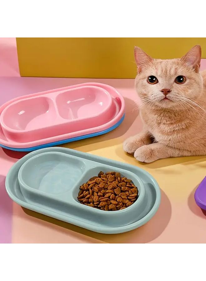 Pink Double Bowl Pet Feeder Anti Ant Rainproof Outdoor Waterproof Cat Food Bowl PP Material For Indoor Outdoor Cats - Image 1