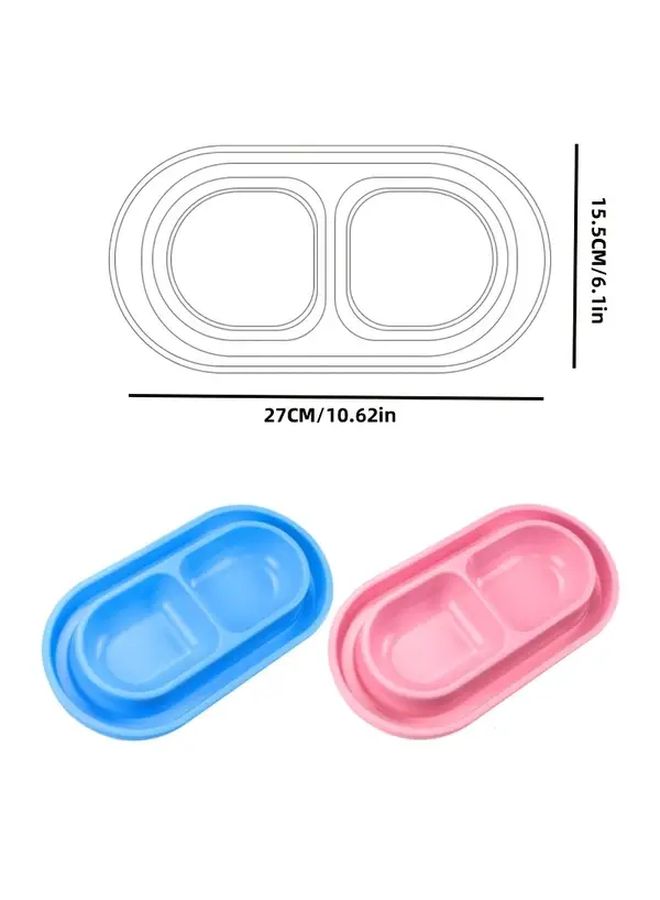 Pink Double Bowl Pet Feeder Anti Ant Rainproof Outdoor Waterproof Cat Food Bowl PP Material For Indoor Outdoor Cats - Image 2