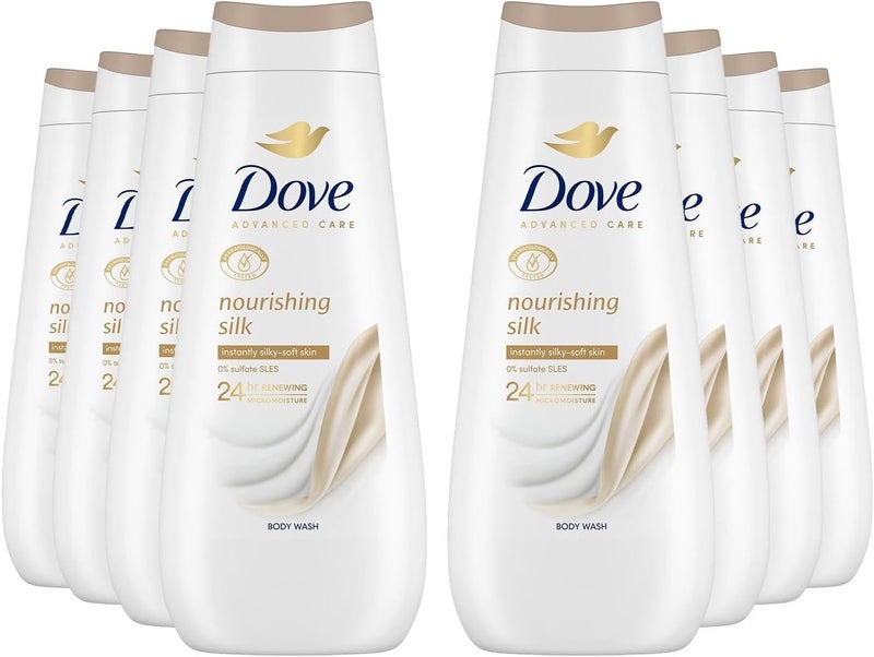 Dove Advanced Care Sulphate Free Body Wash for Women Made with SkinNatural Nourishers and Micromoisture Provides 24 Hours Renewing LotionSoft Softer Skin 400ml Pack of 8