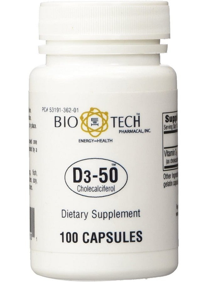 Bio-Tech Pharmacal D3-50 50,000iu - Bio-Tech Pharmacal - 100 Capsules - Pack of 2 - Image 1