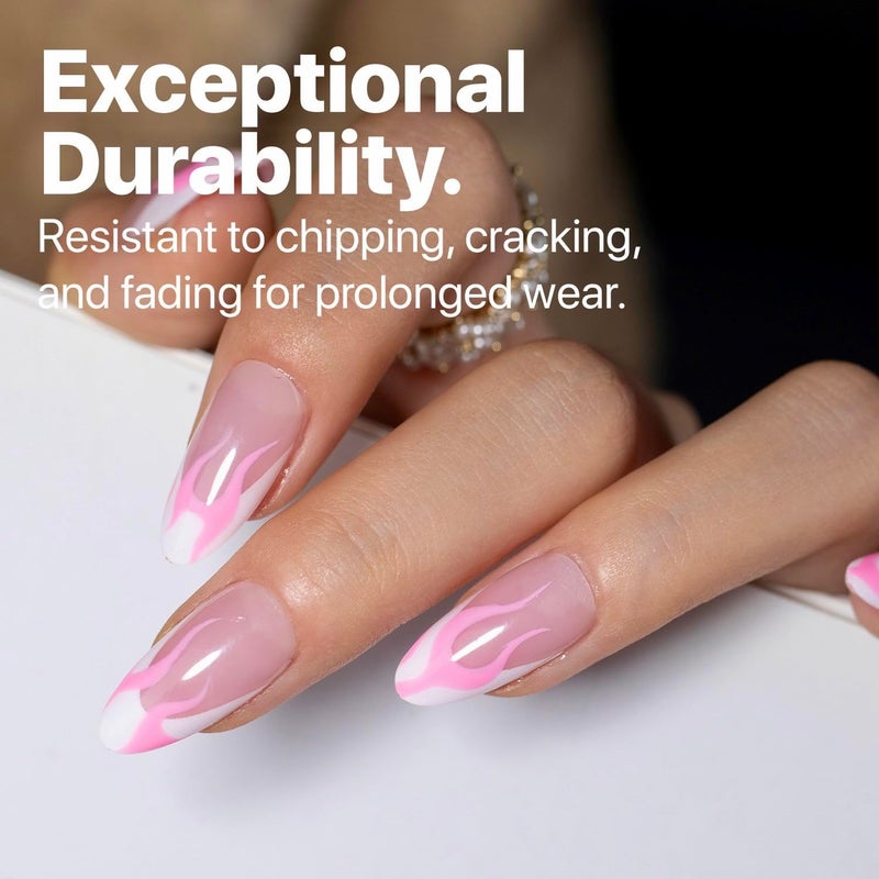 SXC Cosmetics French Tip Press On Nails Pink Medium Almond 150 Pieces in 15 Sizes Ultra Fit with Pre-applied Tip Primer and Base Coat, No Need to File Fake Nails for Nail Art DIY X-Pro Tips - Image 5