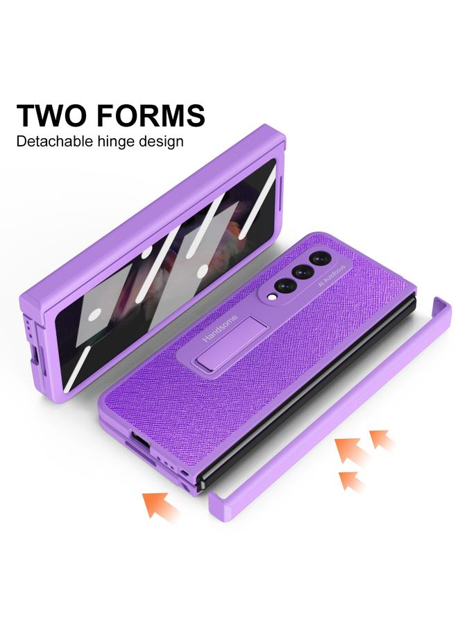 S-TOP Case For Samsung Galaxy Z Fold3 Integrated Cross Texture Hinge Full Coverage Flip Phone Case - Image 2