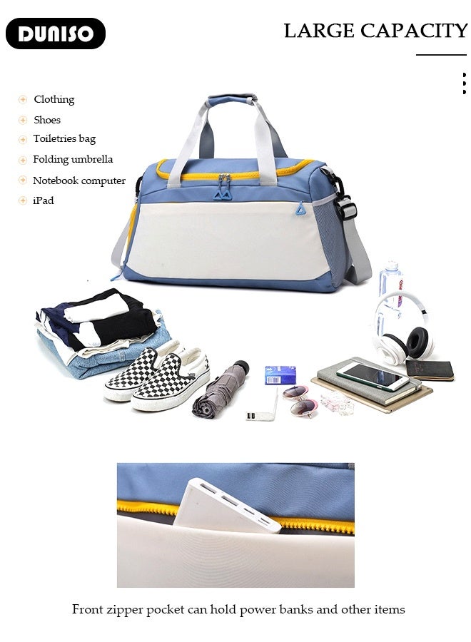 DUNISO Multi-functional Dry Wet Separated Travel Duffel Bag with Shoes Compartment for Men Women Large Capacity Foldable Packable Waterproof Sport Duffel Bag Gym Bag for Camping Traveling  - Image 4