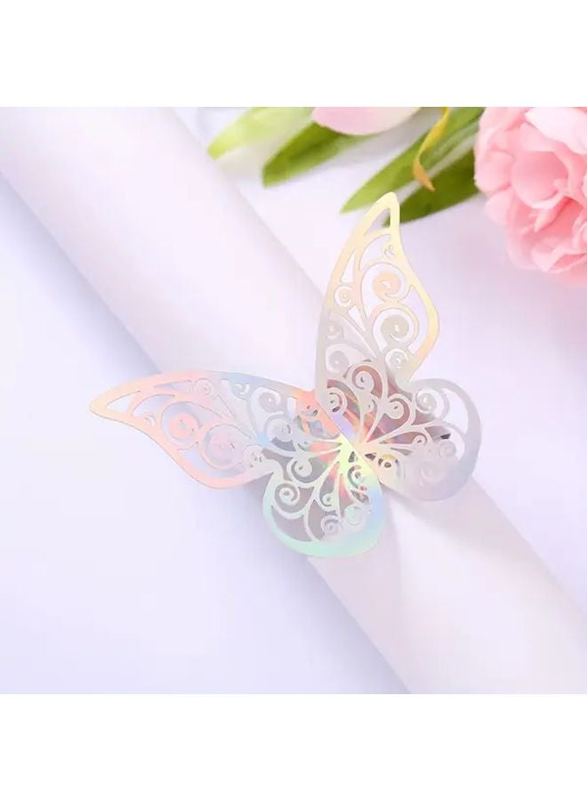 Colorful Pink Butterfly Laser Cut Napkin Rings 50 Pieces Per Pack Durable Plastic - Image 1
