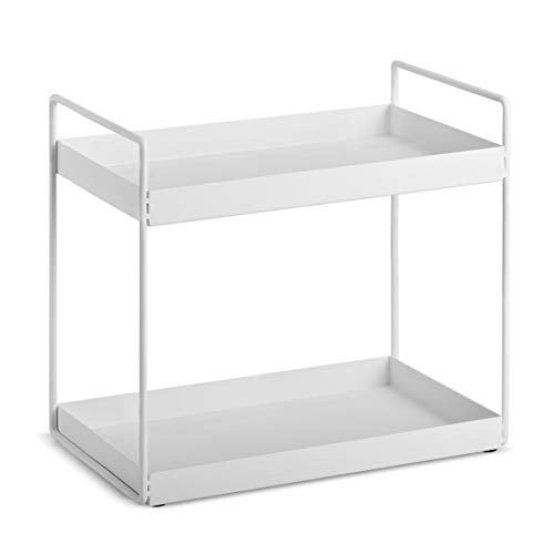 Aisung 2-Tier Bathroom Countertop Organizer Vanity Tray Cosmetic & Makeup Storage Kitchen Spice Rack Standing Shelf, White - Image 1