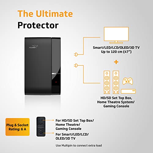 V-Guard Effino 2.25 TV Stabilizer | Applicable for Smart TV's up to 120cm (47) +Set Top Box, Home Theatre/Gaming Console | 2.25 Ampere Capacity | Bi-Colour LED Display| 2 Year Warranty | Black - Image 2