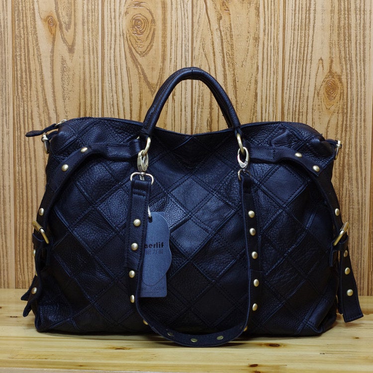 Cowhide Leather Women'S Bag New Contrast Color Trendy Bag Niche Design Portable Crossbody Bag Women'S Shoulder Bag Supply - Image 3