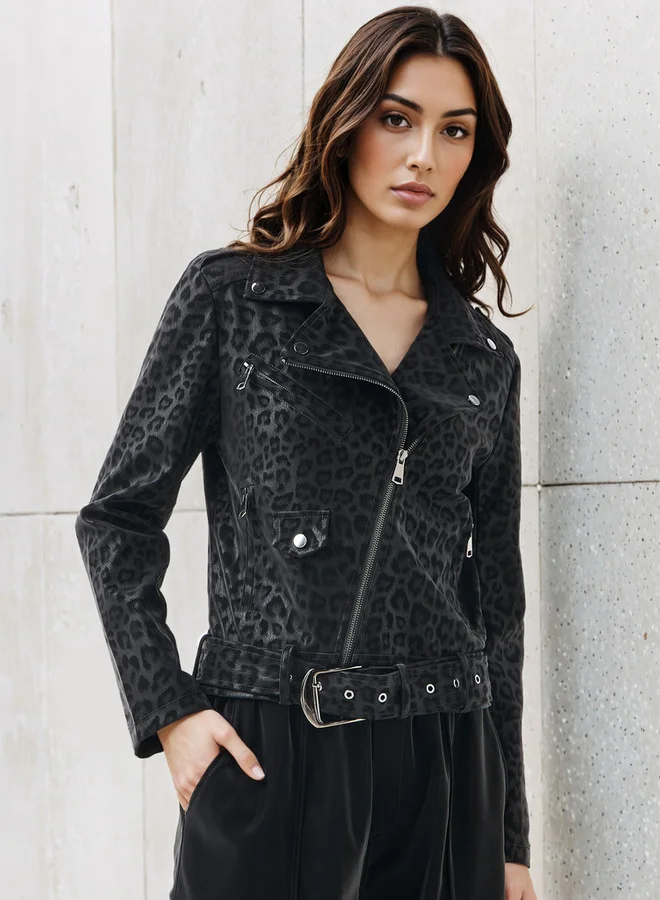 2Xtremz 2Xtremz Biker Jacket with Animal Print