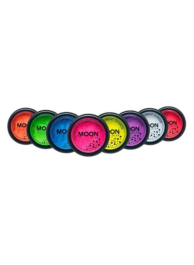 Moon Glow Blacklight Neon Uv Pigment Shaker 0.1Oz Set Of 8Glows Brightly Under Blacklightsuv Lighting Use On The Facebody As Loose Eye Shadow And For Nail Art - Image 1