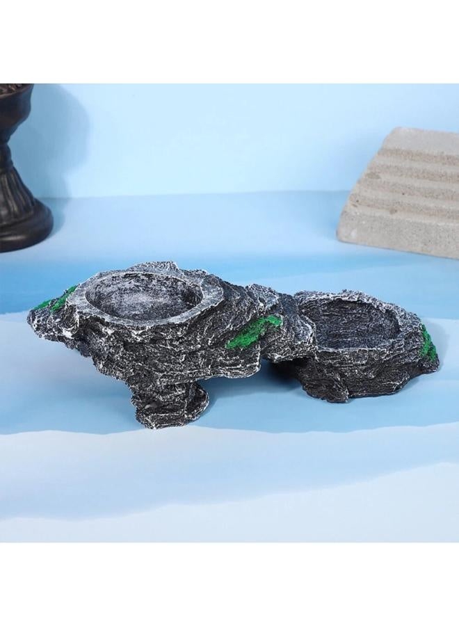 حوض تغذية مزدوج من الراتينج مناسب لشرفة السلاحف الداخلية - Image 1