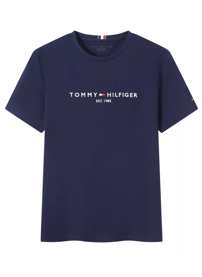 Tommy Girl - Tommy blue round neck short sleeve T-shirt - Image 1