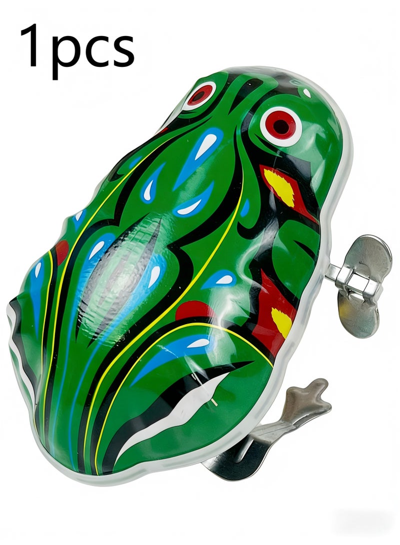 Wind-Up Tin Frog, Retro Jumping Toy, Kids' Nostalgic Wind-Up Toy with "TIAO WA" Name Design - Image 3