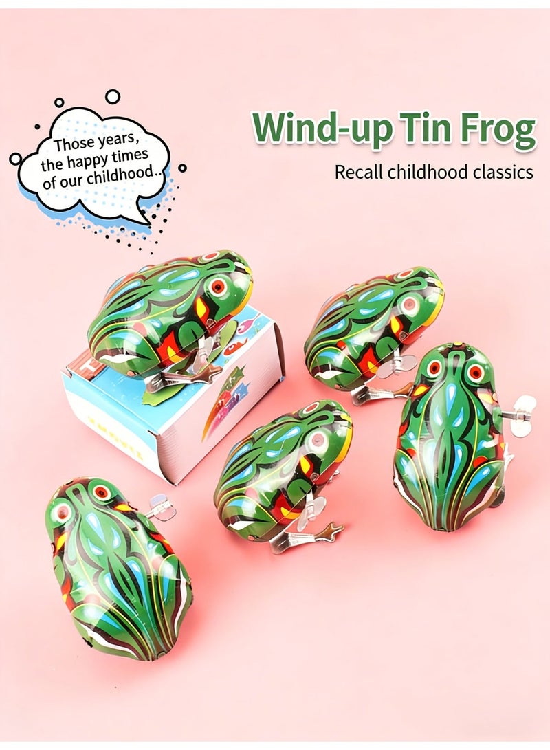 Wind-Up Tin Frog, Retro Jumping Toy, Kids' Nostalgic Wind-Up Toy with "TIAO WA" Name Design - Image 2
