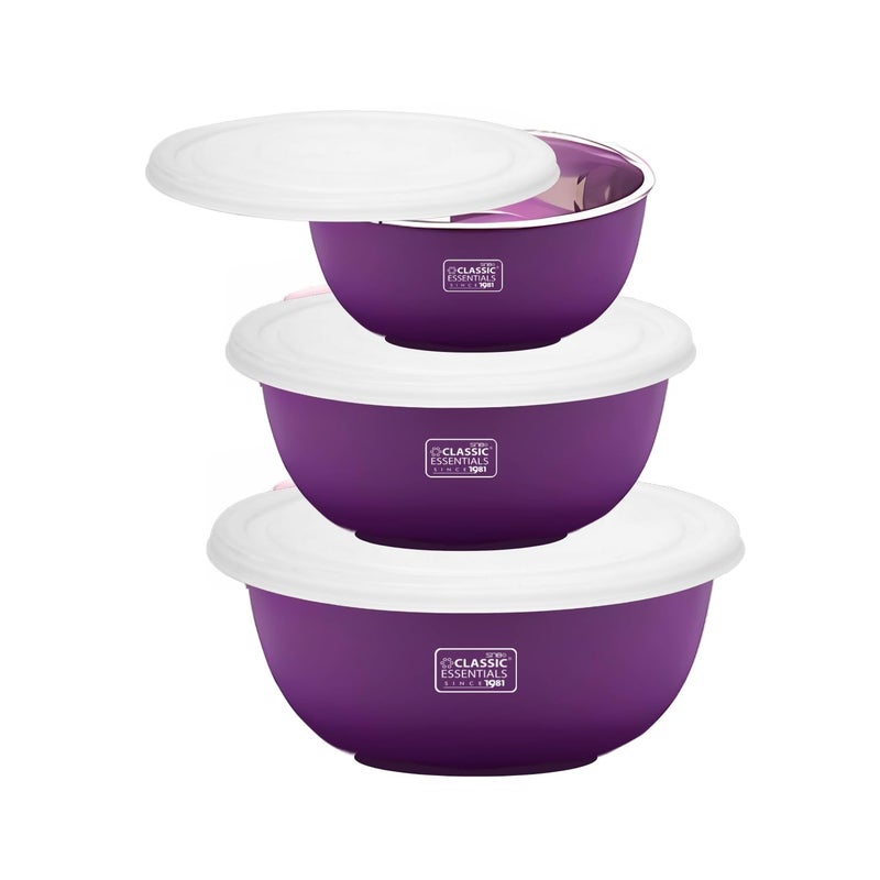 CLASSIC ESSENTIALS Stainless Steel Microwave Safe Mixing Bowls Set with Lid Food Serving and Storage Containers for You Modern Kitchen (Ce-Msb-3Blu), Blue-Violet,1000Ml,750Ml,350Ml - Image 5
