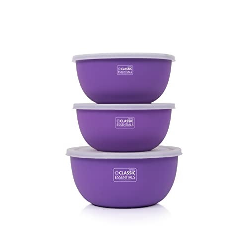 CLASSIC ESSENTIALS Stainless Steel Microwave Safe Mixing Bowls Set with Lid Food Serving and Storage Containers for You Modern Kitchen (Ce-Msb-3Blu), Blue-Violet,1000Ml,750Ml,350Ml - Image 2