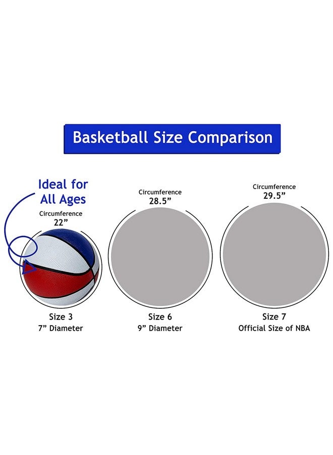 Botabee Red, White and Blue Mini Basketball Set for Pop A Shot Basketball Arcade Games - Size 3, 7” Junior Basketballs Suitable for Indoors, Outdoors and Arcade Basketball - 3 Pack - Image 3