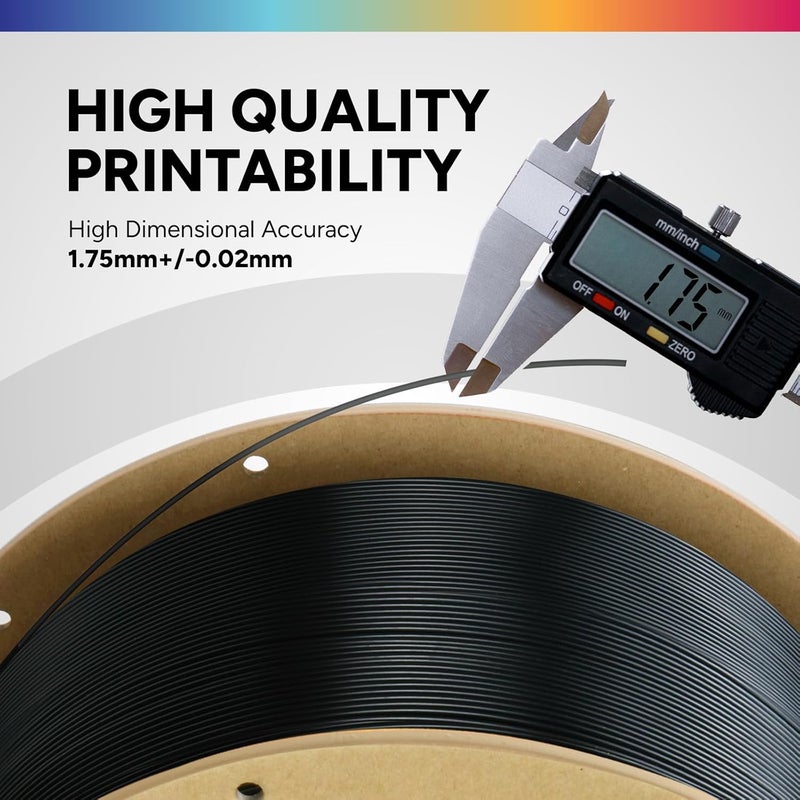 OVERTURE PLA Filament 1.75mm, Neatly Wound 3D Printer Filament 2kg Spool (4.4lbs), Dimensional Accuracy +/- 0.02 mm, Fit Most FDM 3D Printers (Black 2KG-1 Pack) - Image 3